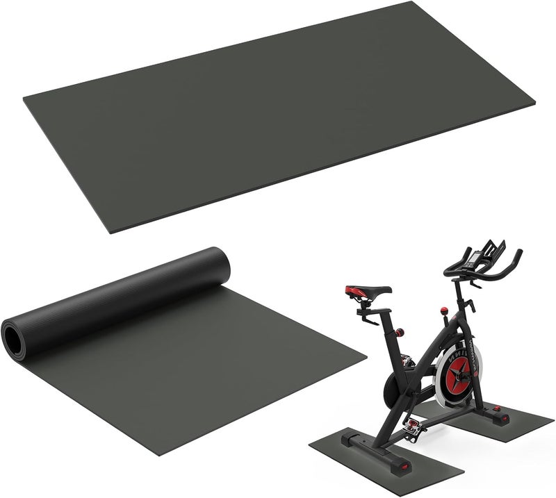 Wiojtry 2PCS Exercise Bike Mat, Non-Slip Exercise Bike Mat for Floor for Rowing Machine and Stationary Spin Bike - Image 1